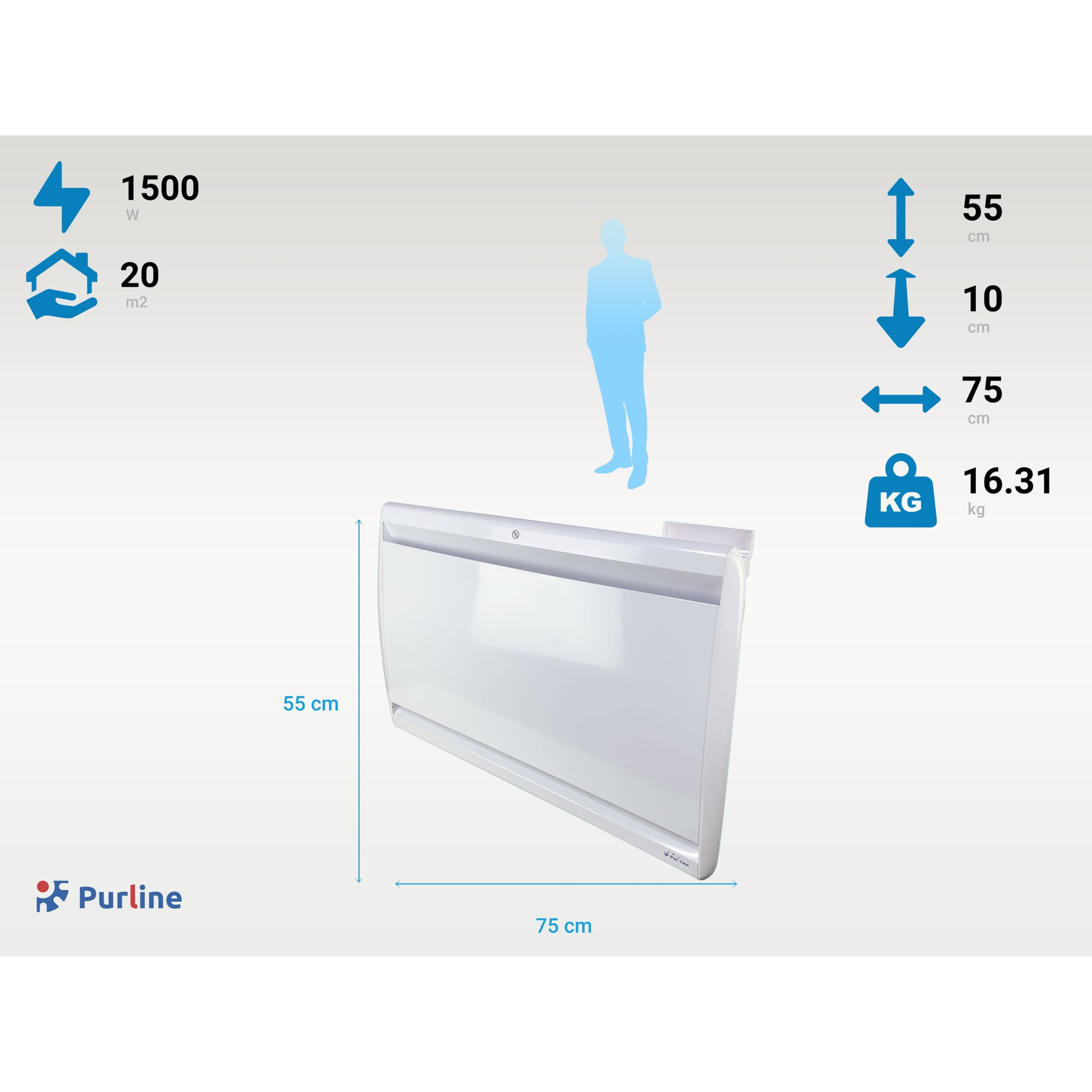 Emisor térmico bajo consumo con control WIFI MICAIRON A1500 PURLINE 1500 W