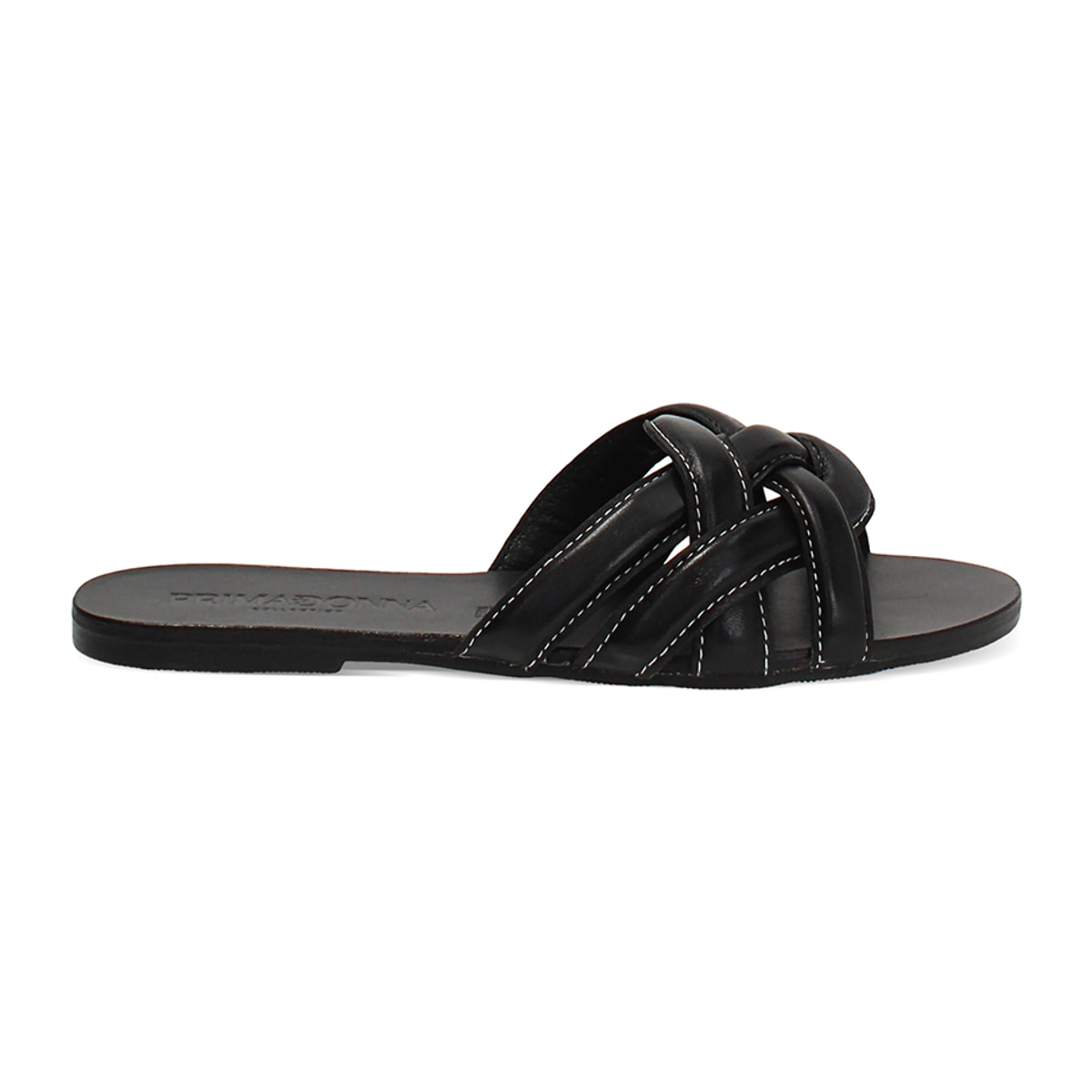 Sandalias planas mujer negras de piel
