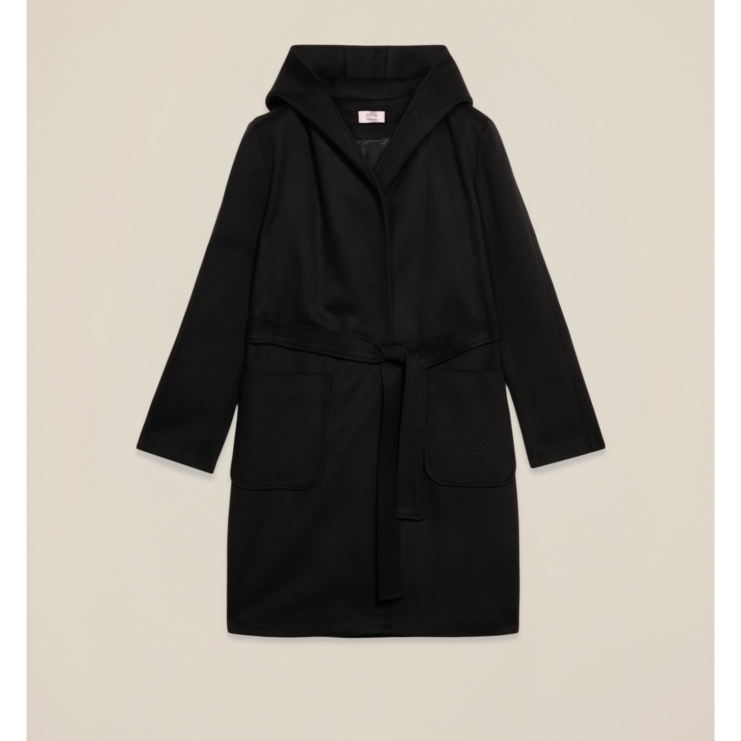 Oltre - Cappotto con cappuccio e cintura - Nero