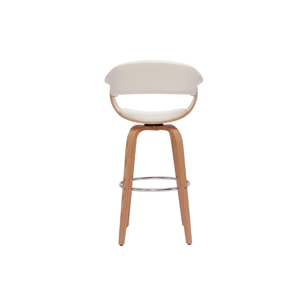 Tabouret de bar design pivotant blanc et bois clair H67 cm OKTAV