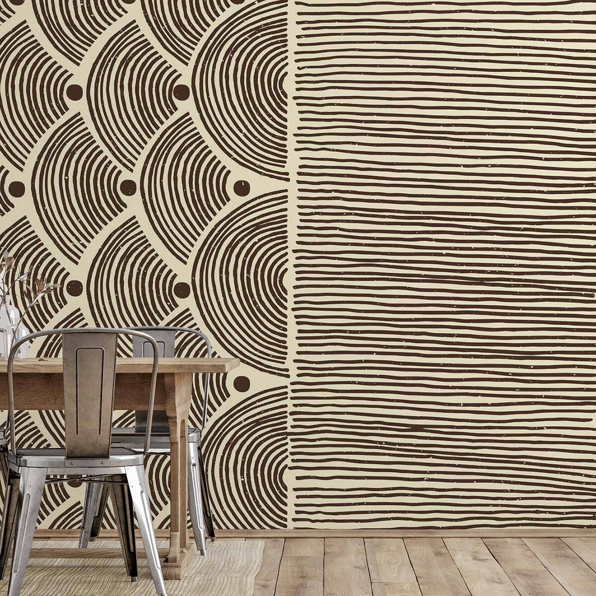 Papier peint, graphisme ethnique Intissé