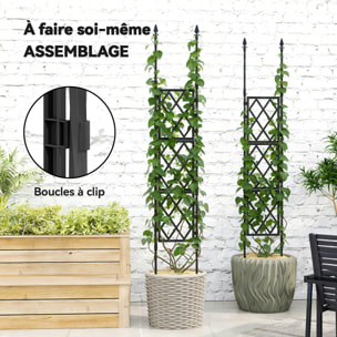Treillis de jardin pliable pour plantes grimpantes métal noir