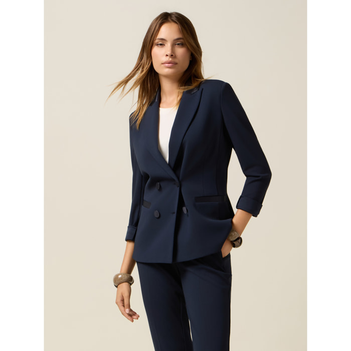 Oltre - Blazer doppiopetto con bottoni foderati - Blu