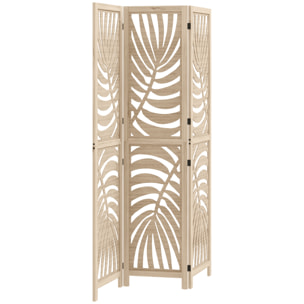 Biombo de 3 Paneles Separador de Ambientes Plegable 120x170 cm con Estampado de Hojas de Palma Tropical Biombo Separador de Ambientes para Salón Dormitorio Oficina Natural