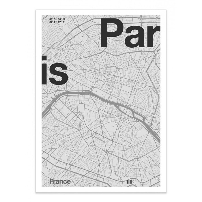 Art-Poster - Paris Minimalist map - Florent Bodart - 50 x 70 cm