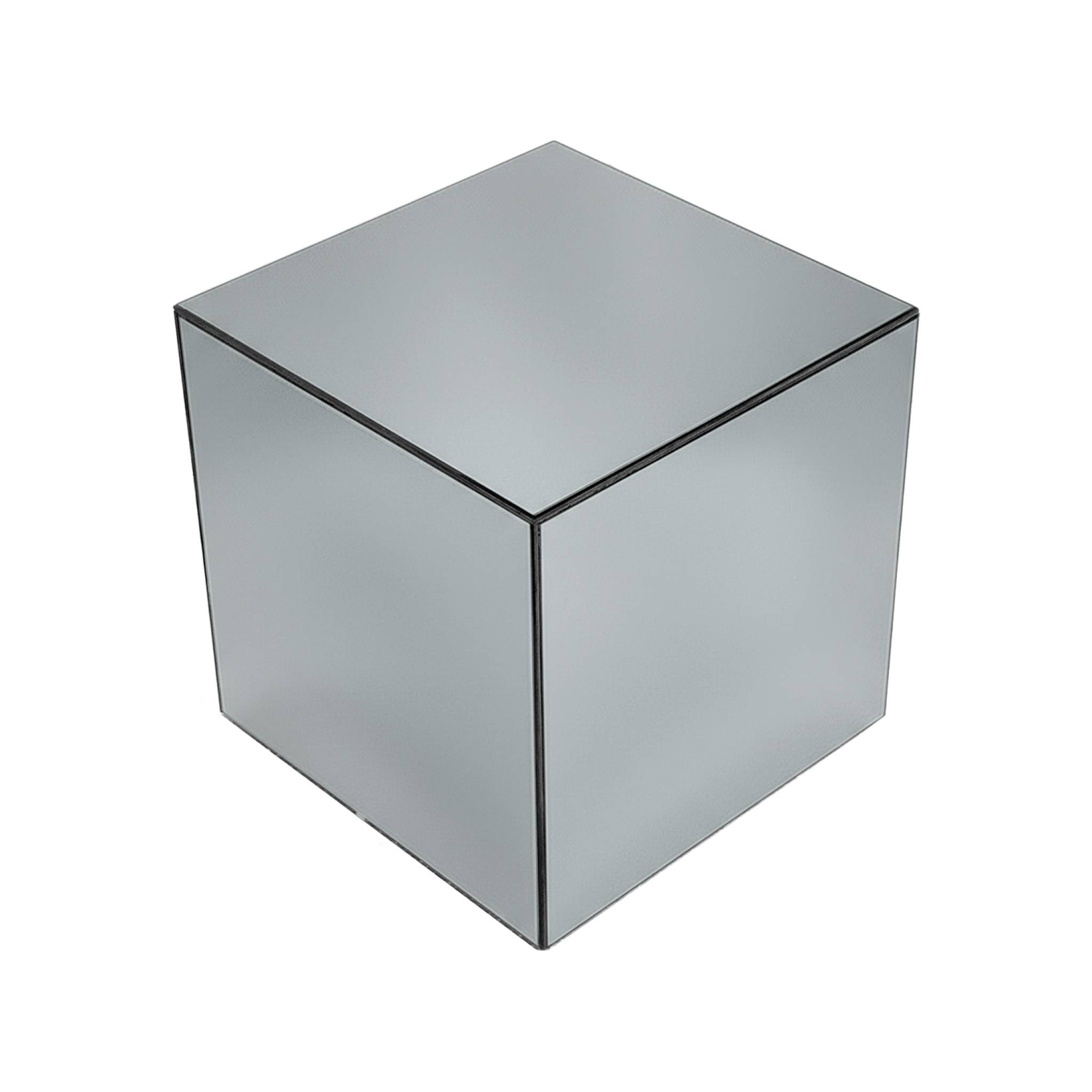 Table cubique miroir transparent. bout de canapé. table d'appoint cube miroir 35cm