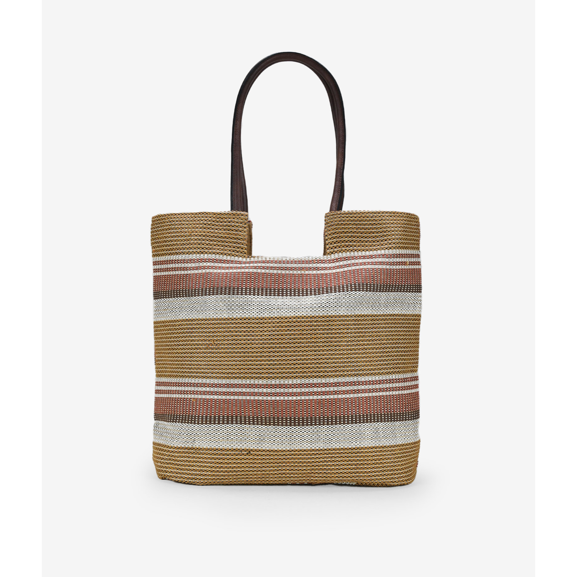 Bolso de playa con rayas multicolor en rafia