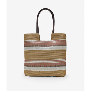 Bolso de playa con rayas multicolor en rafia