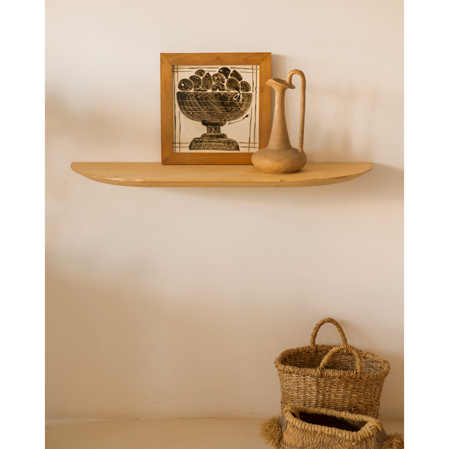 Console d'entrée en bois massif ton chêne moyen 100cm Hauteur: 3.2 Longueur: 100 Largeur: 30
