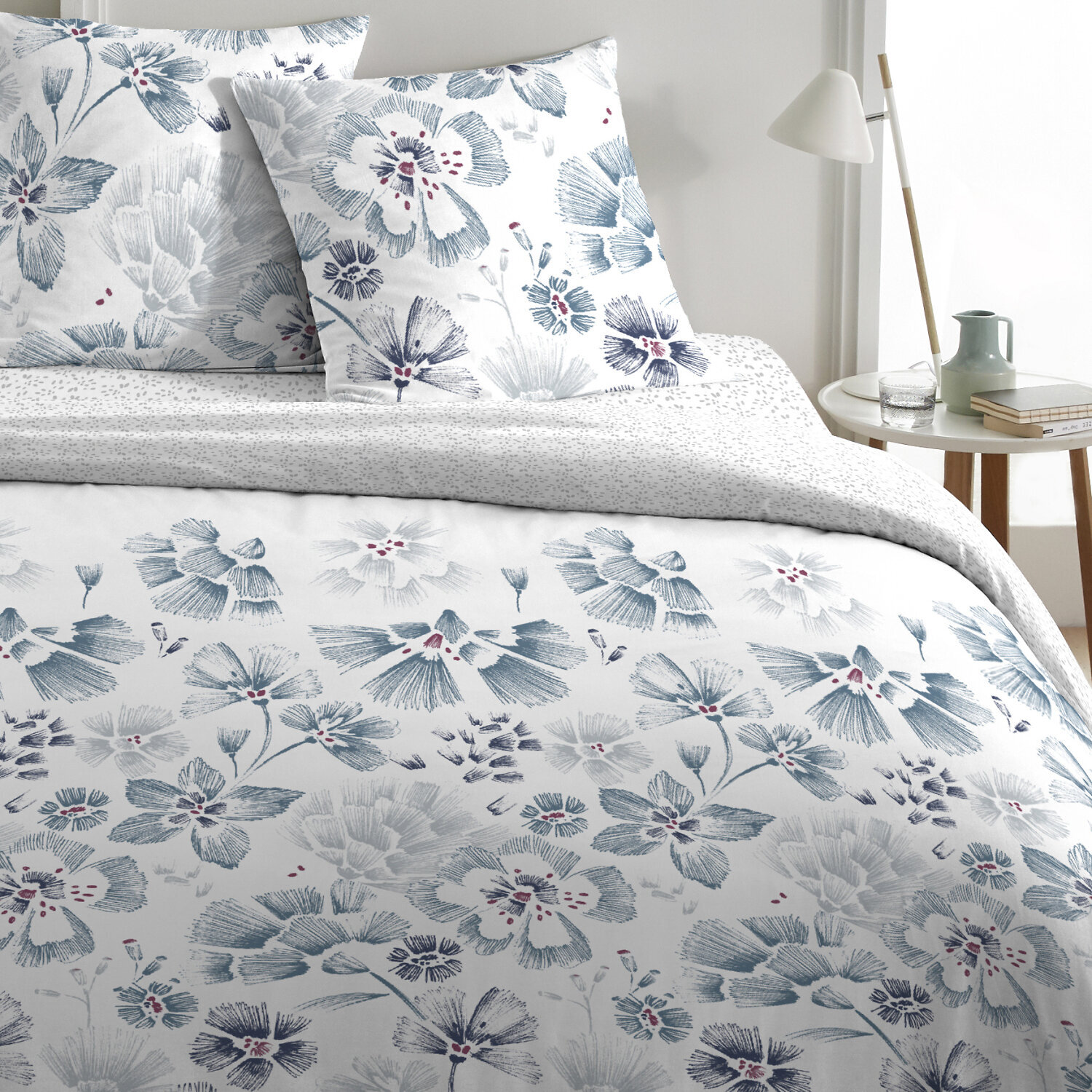 Parure housse de couette 3pcs 100% coton unie blanc ambre