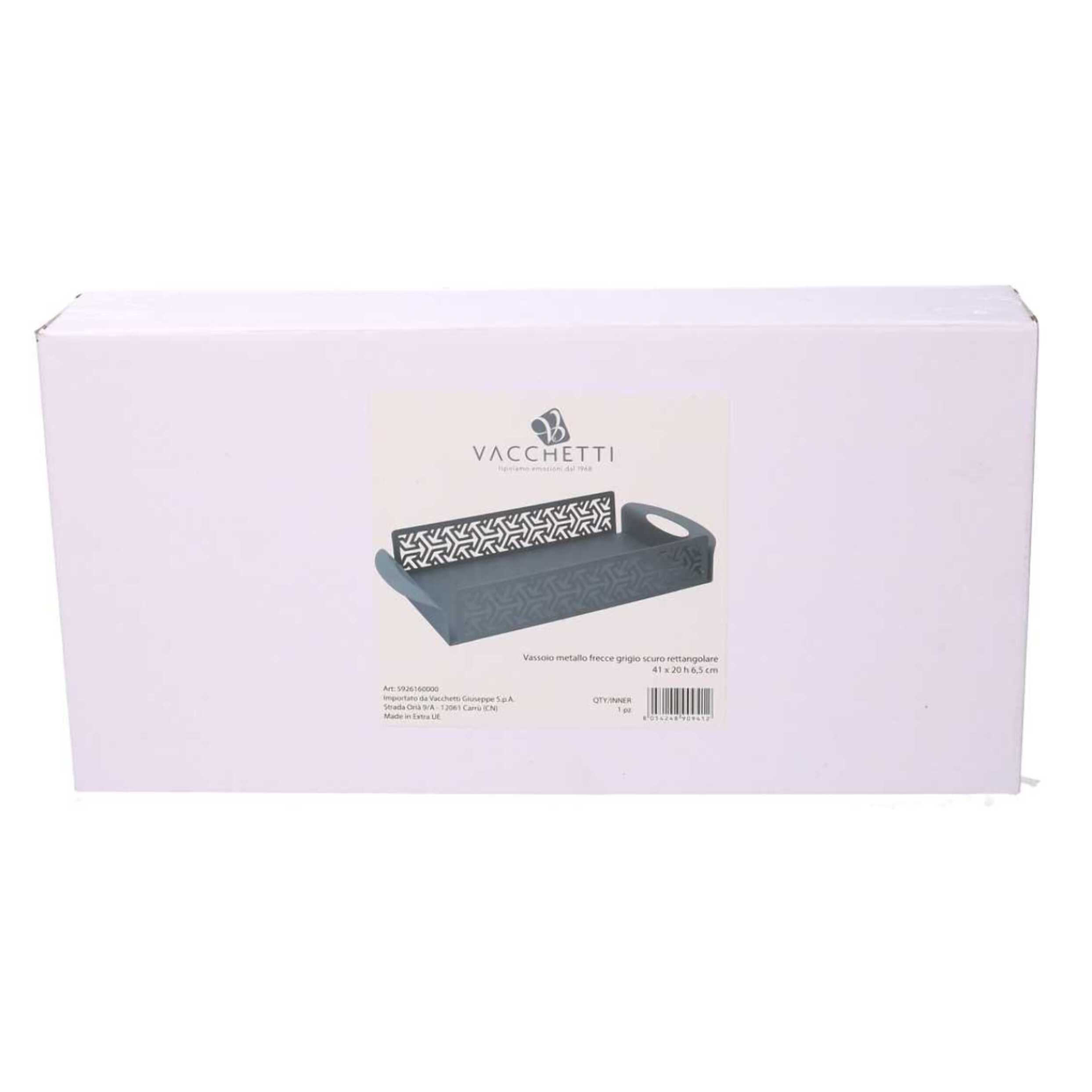 Vassoio in metallo frecce grigio rettangolare cm41x20h6,5