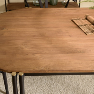 SIXTINE - Table à manger ovale 200x105cm plateau bois de teck recyclé
