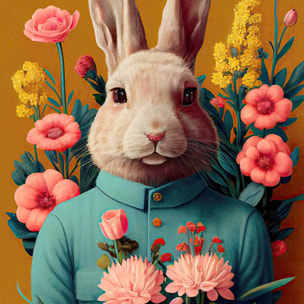 Affiche enfant m. lapin de pâques  Affiche sous cadre noir