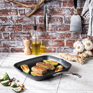 Gril carré en aluminium antiadhésif 28 cm