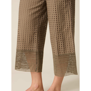 Oltre - Pantalones cropped perforados - Verde militare