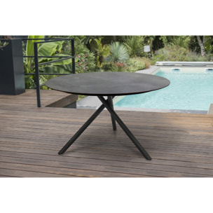 PILAT - Table de jardin ronde en aluminium gris anthracite