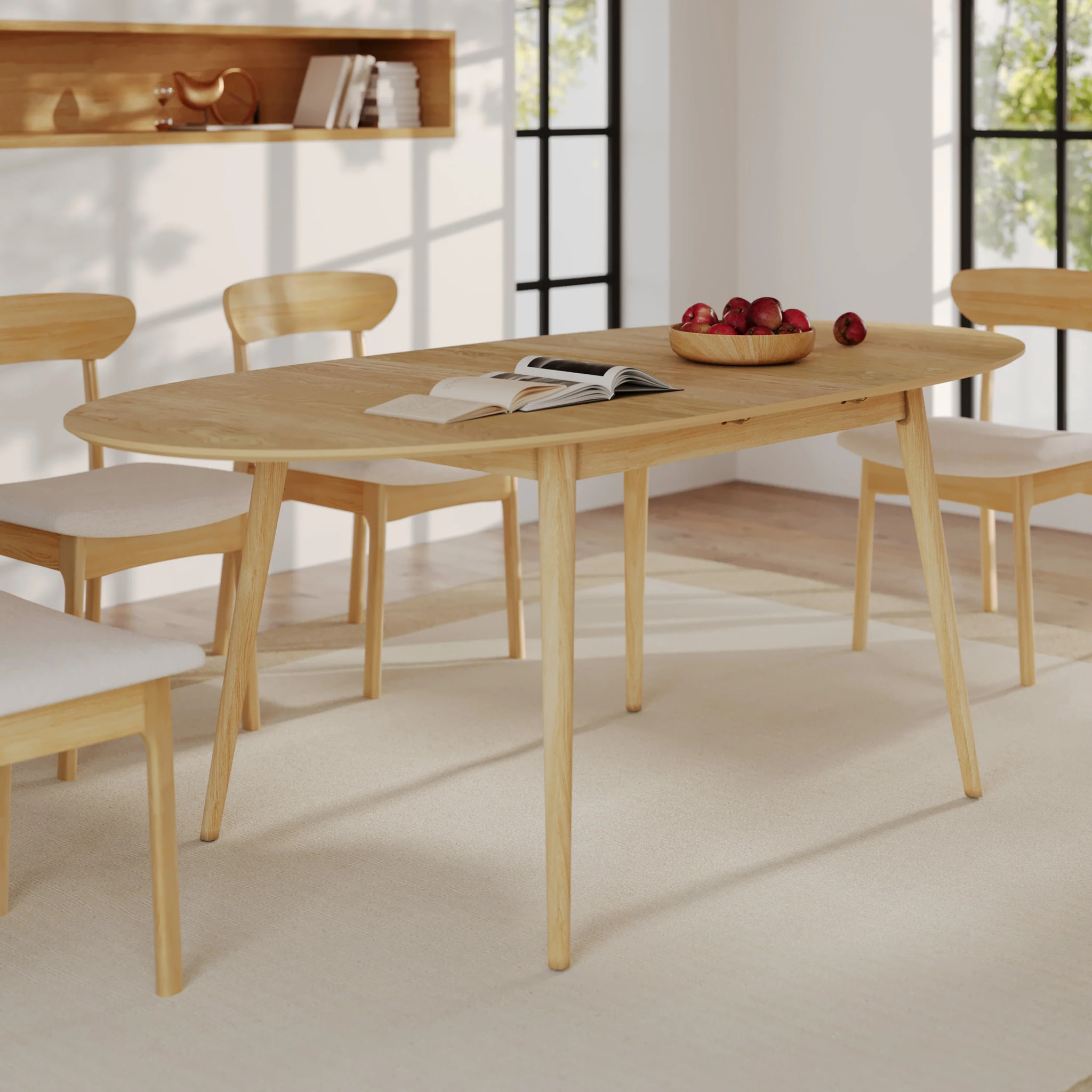 Table ovale 6/8 personnes extensible en bois clair 170/200 cm - Eddy