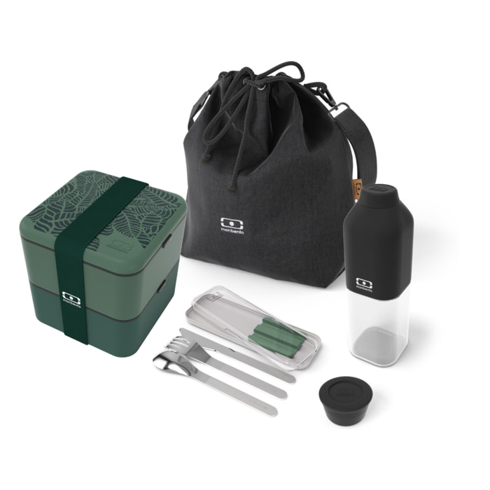 Set repas complet lunch box 2 étages 1,7L + Accessoires
