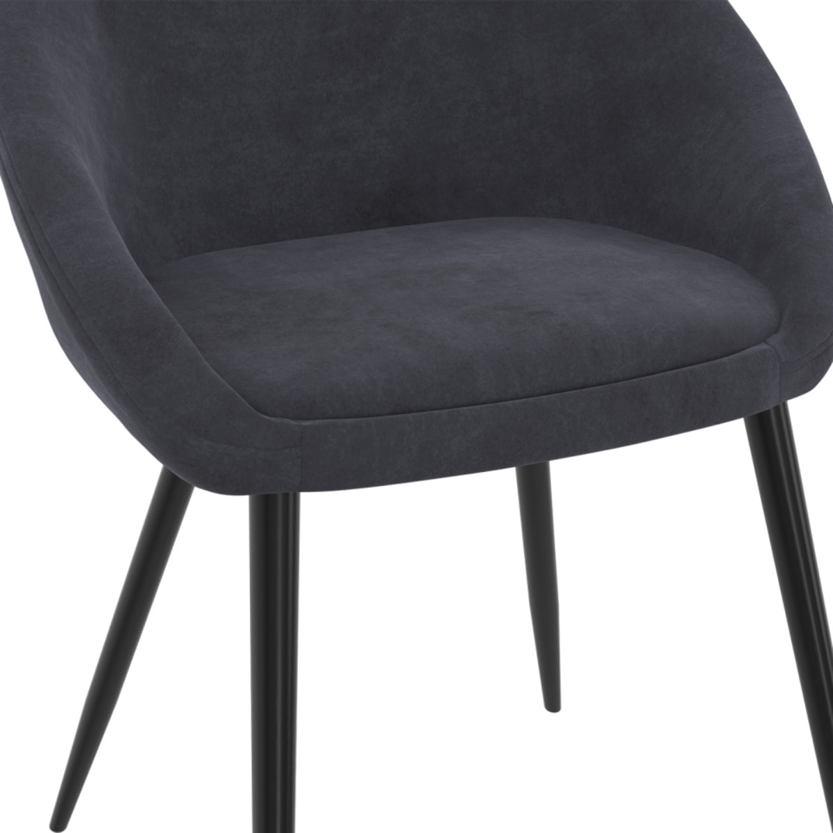 Chaises Dory velours gris pieds métal noirs - lot de 2