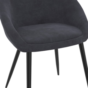 Chaises Dory velours gris pieds métal noirs - lot de 2