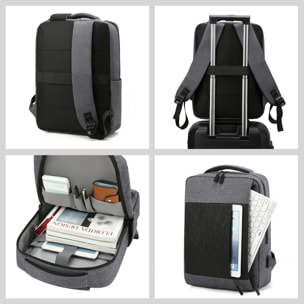 DAM Zaino per laptop  con interfaccia di ricarica USB. 30x11x42 cm. Grigio