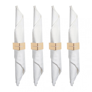 Lot de 4 ronds de serviettes triangle martele dore