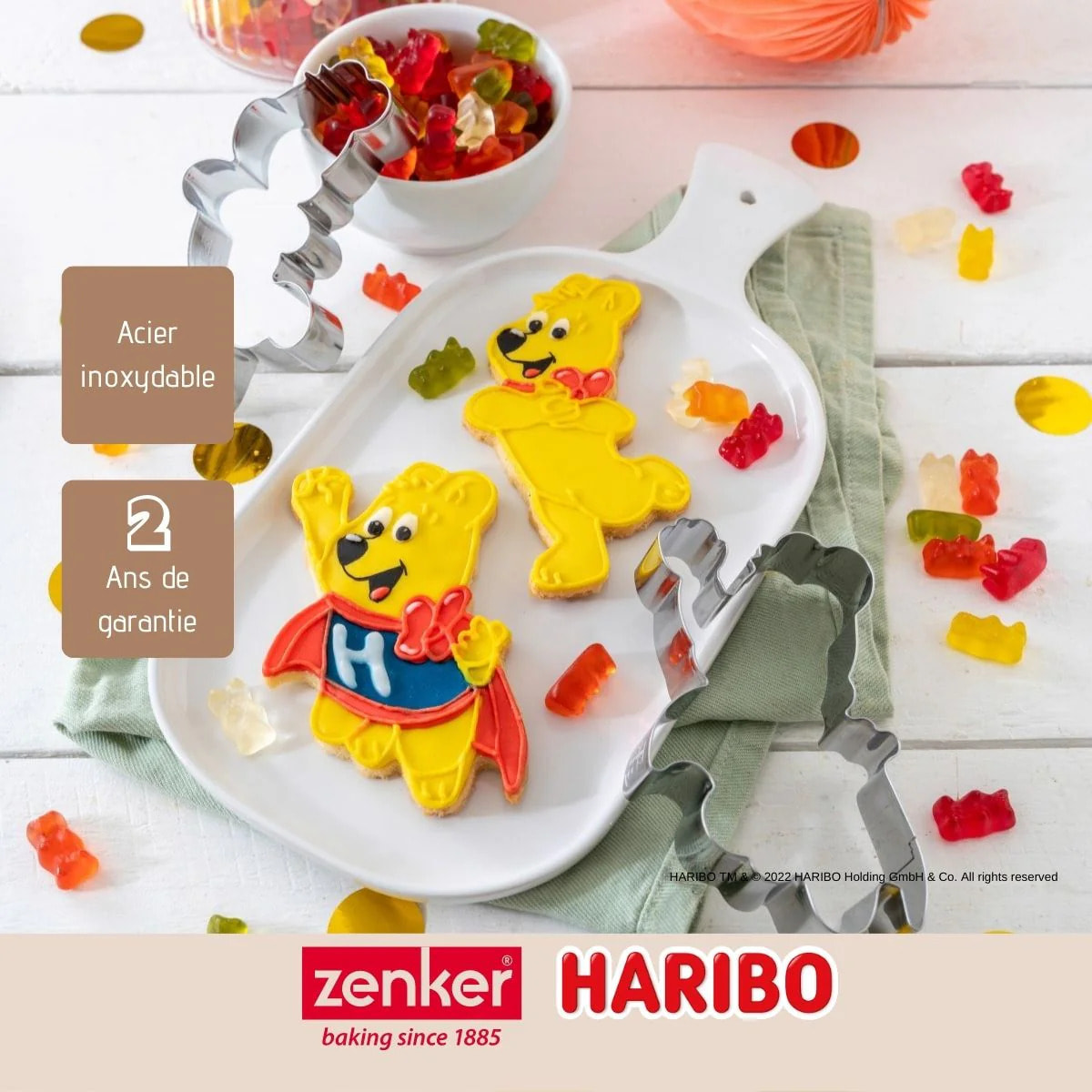 Lot de 2 emporte-pièces en inox motif ourson doré Zenker Haribo