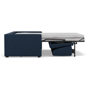Julia - canapé 3 places convertible couchage quotidien matelas 14 cm en tissu - Bleu marine