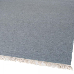 Tapis Kilim tissé à la main en laine uni argent