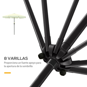 Sombrilla Terraza Exterior Ø266 cm Sombrilla de Jardín Inclinable con Protección UV50+ Poste de Aluminio y Manivela Parasol para Patio Terraza Beige