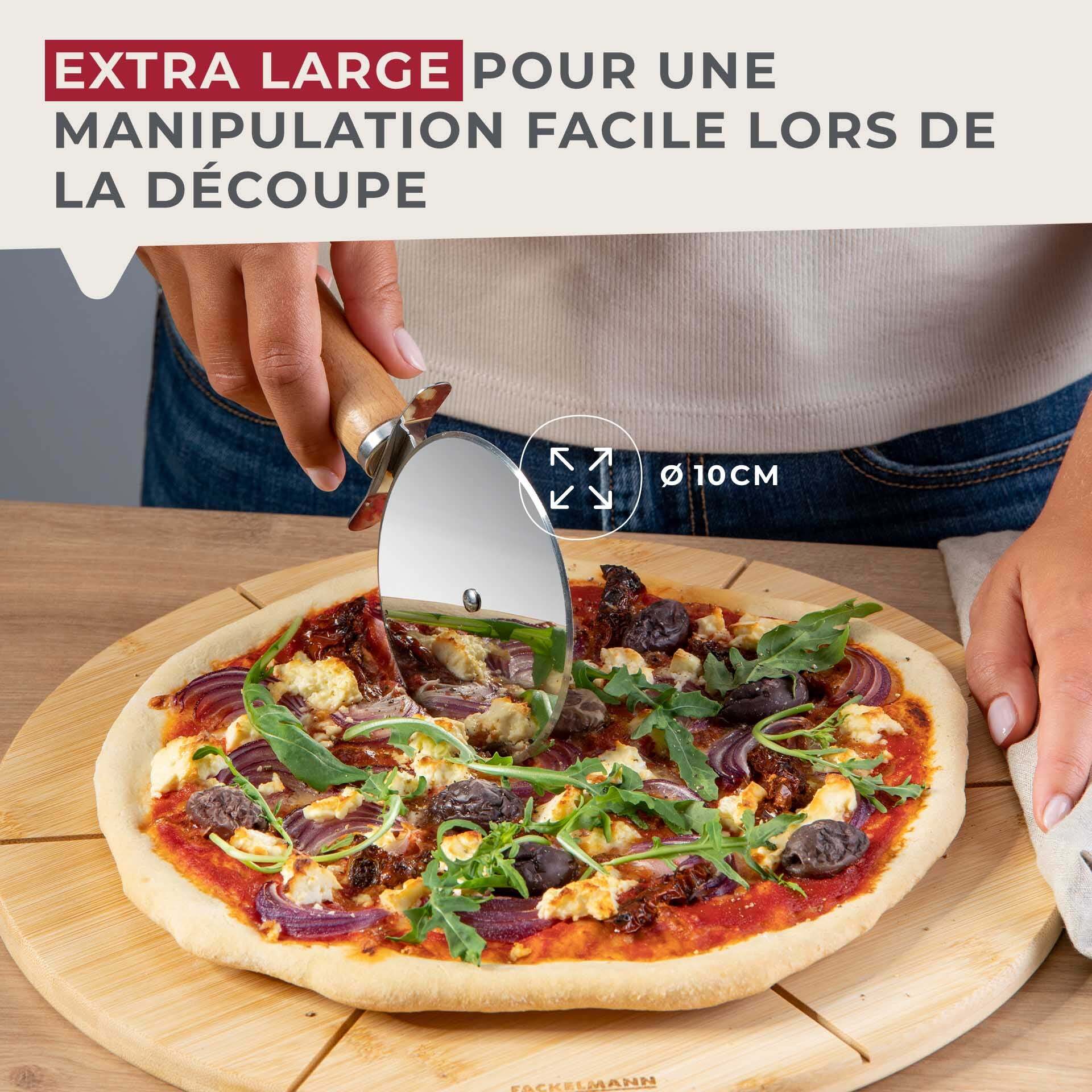 Roulette à pizza géante manche en bois 23 cm Fackelmann Pizza & Pasta