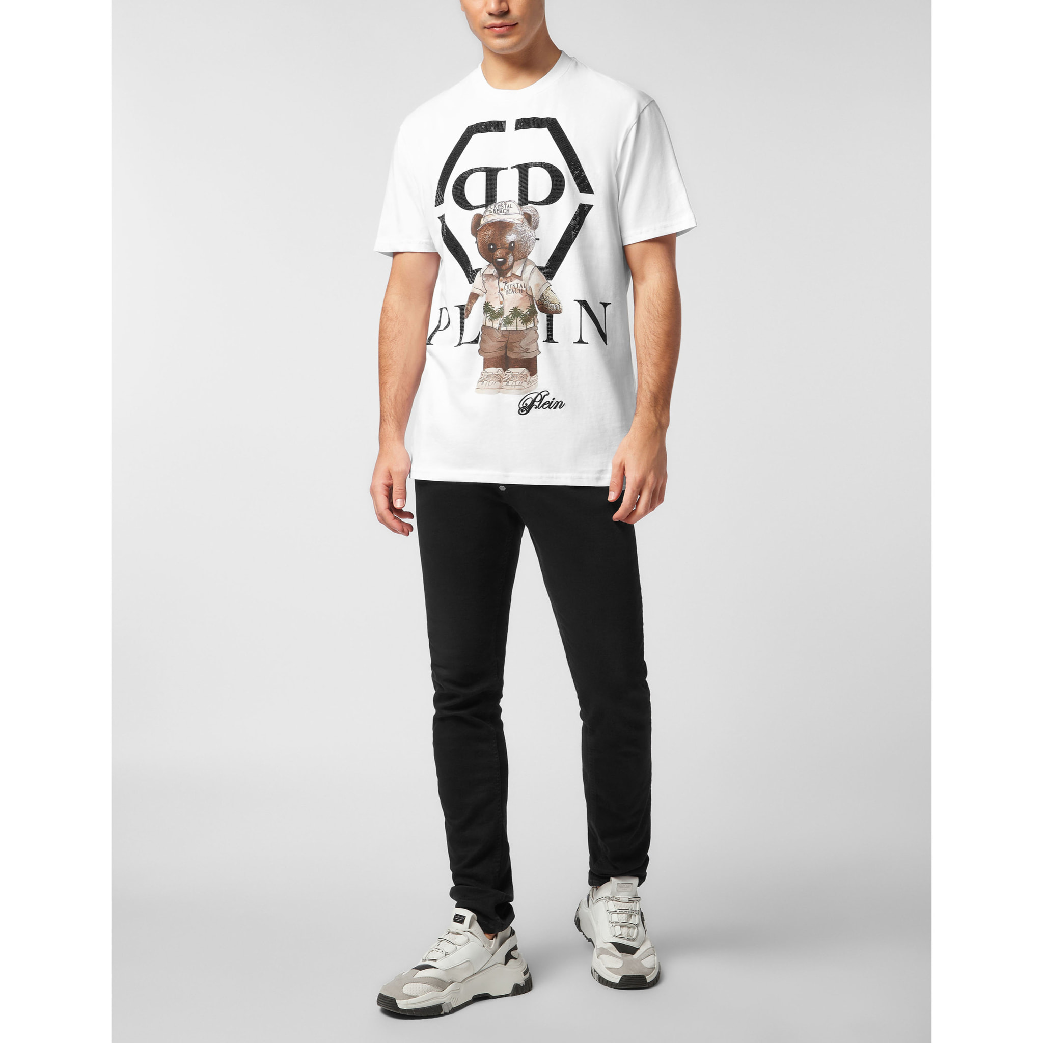 PHILIPP PLEIN Camiseta de cuello redondo y manga larga TEDDY
