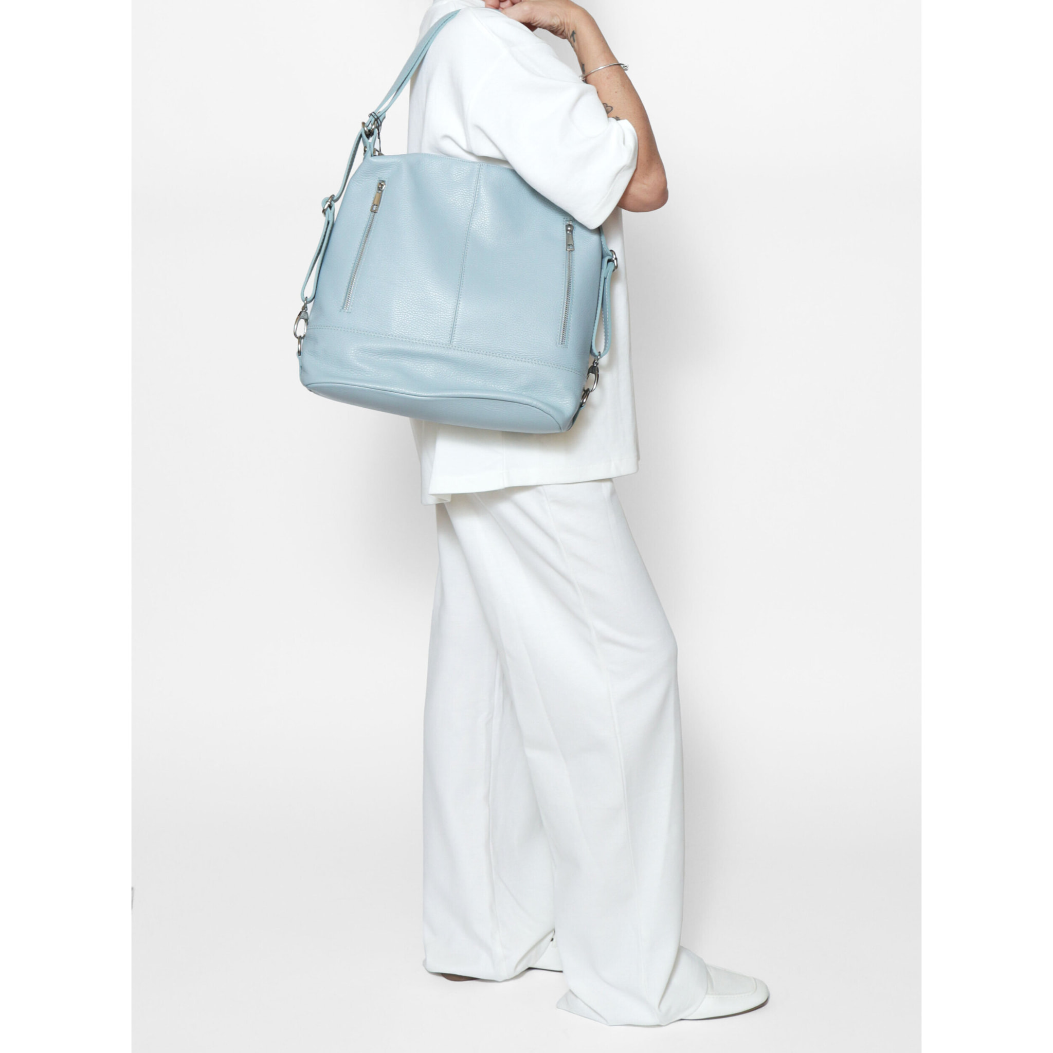 Borsa a spalla convertibile Anjelica - Vera pelle - 33.0 x 31.0 x 12.0 cm