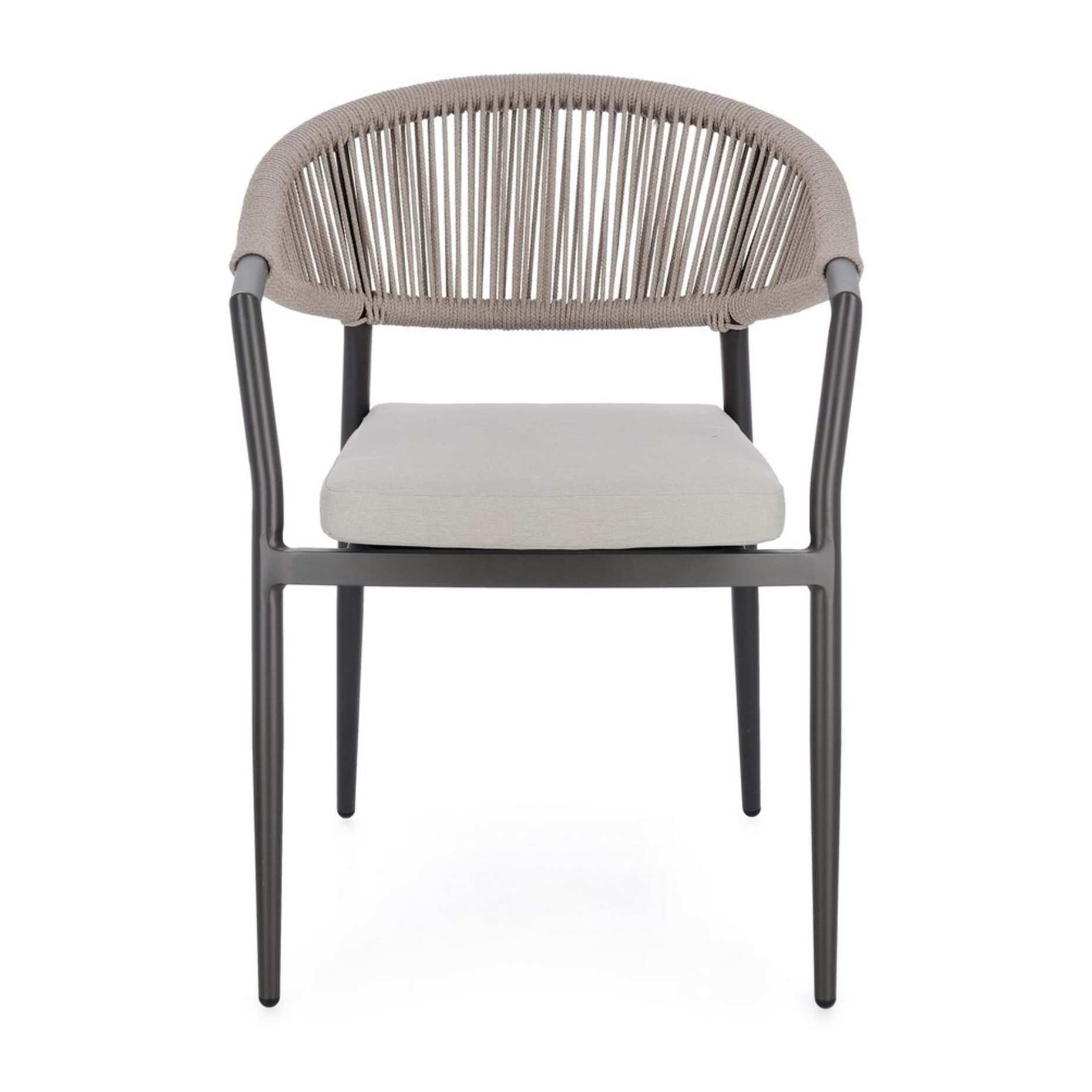 Set di 4 sedie con braccioli GETARIA antracite e beige, impilabili