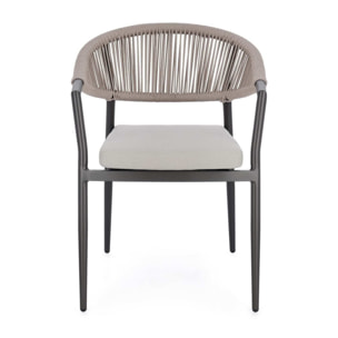 Set di 4 sedie con braccioli GETARIA antracite e beige, impilabili