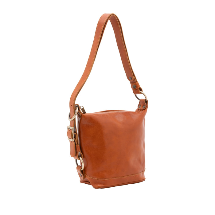 Borsa a secchiello da donna - Modello False - Vera pelle - 25.0 x 28.0 x 14.0 cm