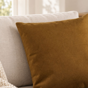 Coussin velours  - Effet peau de pêche - Cuivre