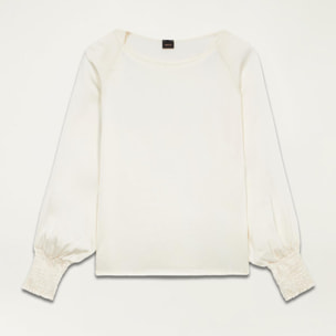 Oltre - Blusa en raso de viscosa - Blanco