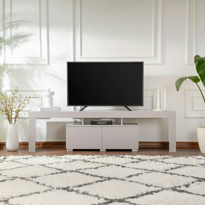 Banc TV moderne avec rangement - gris effet laque MARFA