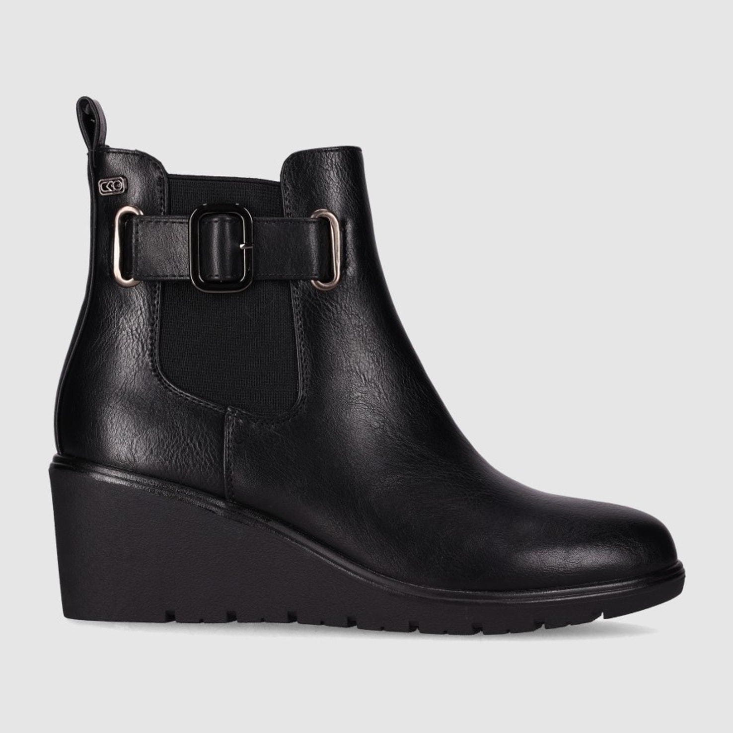 Botines de Piel Sintética - Negro - Tacón: 6 cm