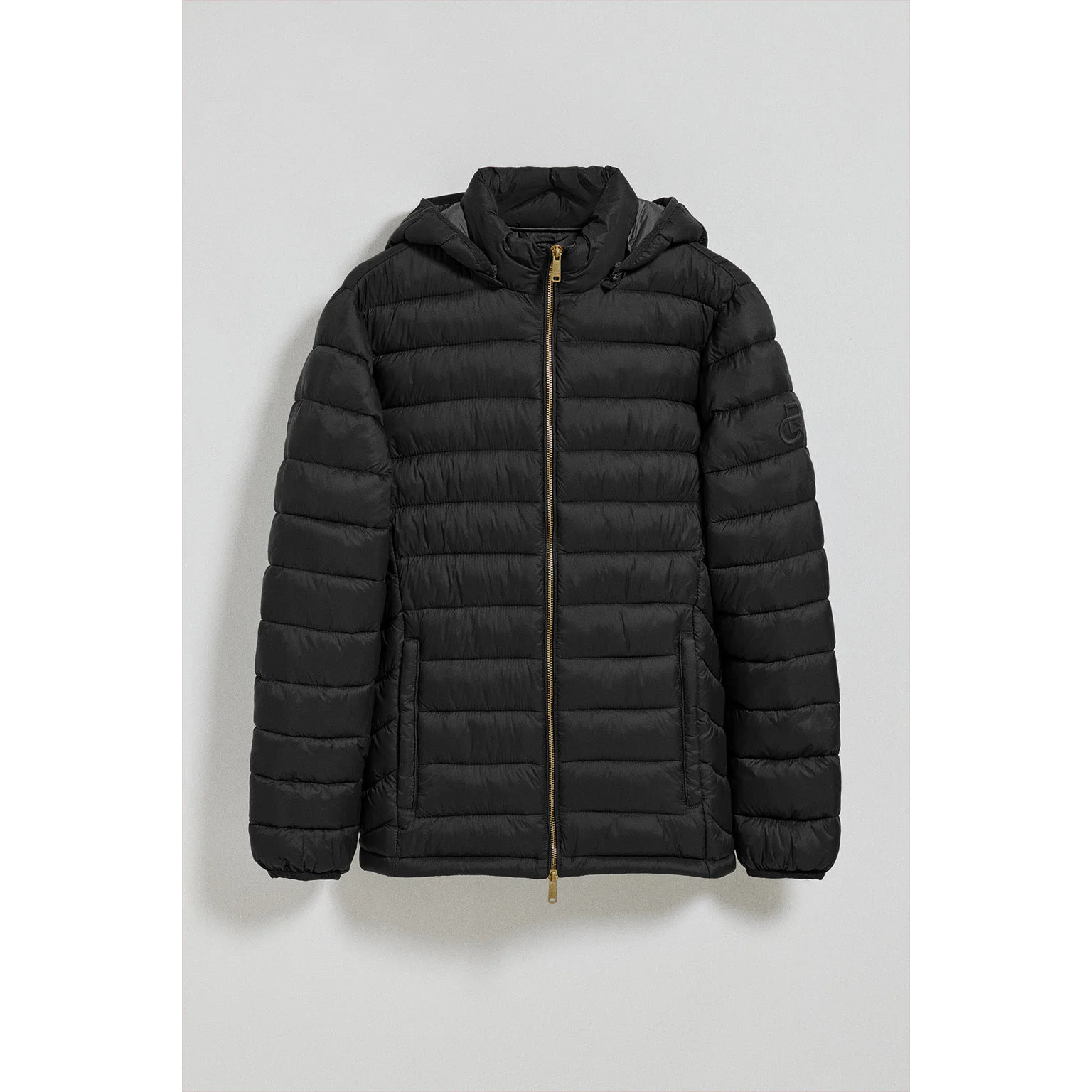 Chaqueta ultralight negra Corey de capucha extraíble y bordado PC