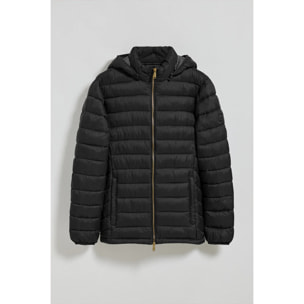 Chaqueta ultralight negra Corey de capucha extraíble y bordado PC