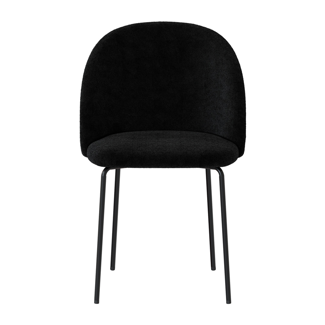 Chaise Karl en tissu bouclé noir (lot de 2)