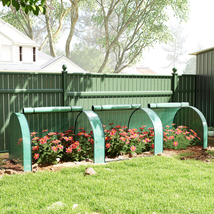 Serre tunnel 3 fenêtres enroulables acier PE vert