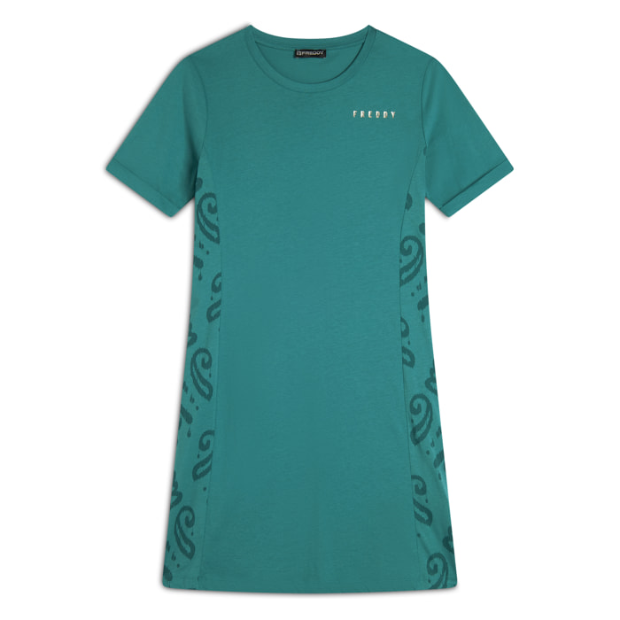 Vestito a maniche corte in jersey con dettagli floreali