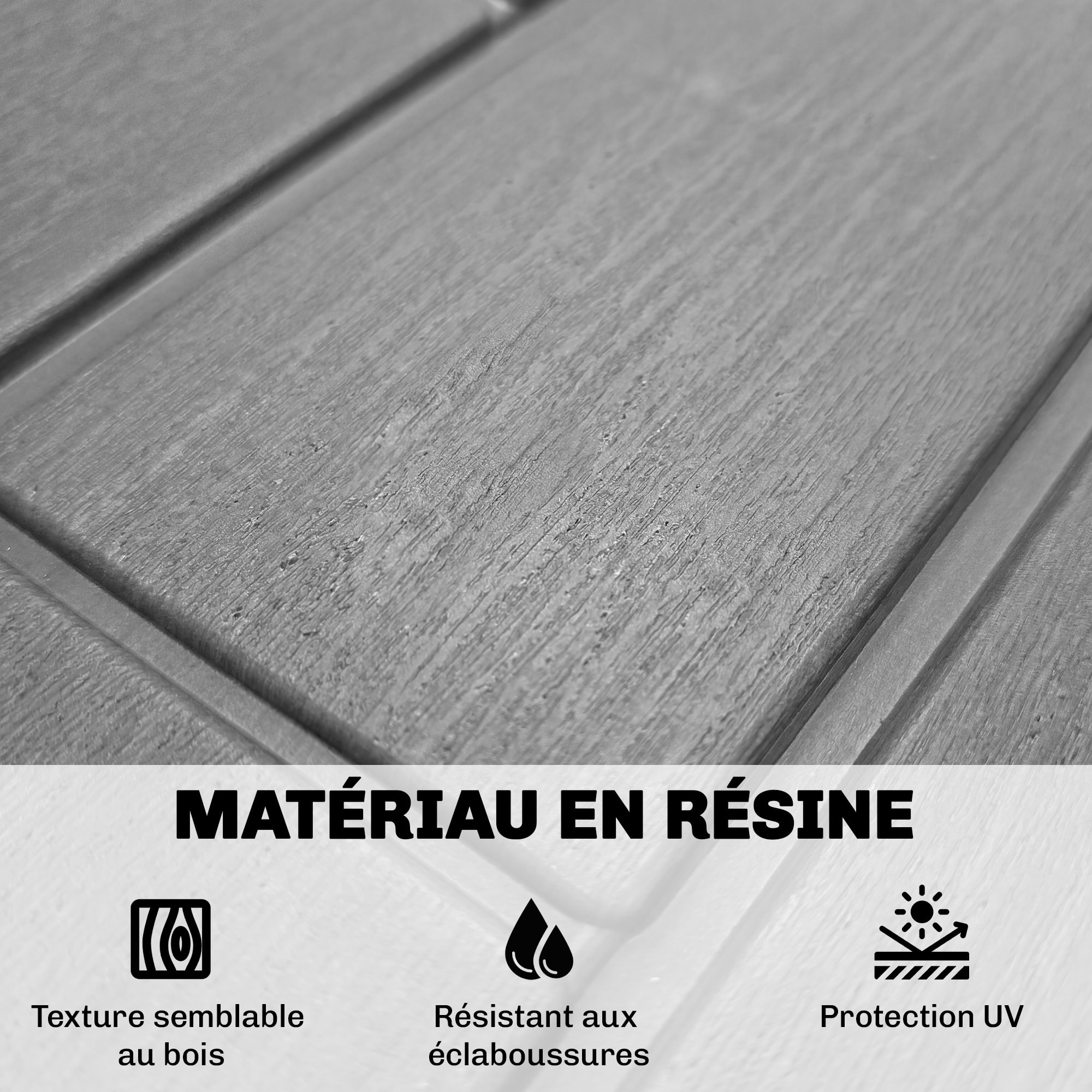 Coffre de jardin 227L verrouillable PP aspect bois gris