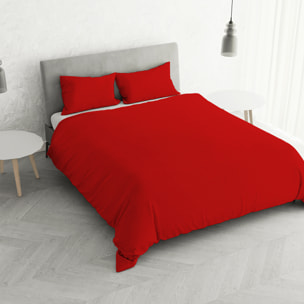 PARURE COPRIPIUMINO SATIN STRIPES, 100% Raso di Poliestere, Made in Italy, No Stiro - ROSSO