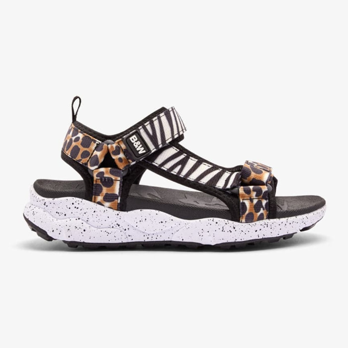 Sandali con cinturino e stampa animalier