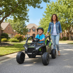 Coche Eléctrico para Niños 12V, Kawasaki Teryx KRX 1000, Coche de Batería UTV con 2 Motores, Control Remoto 2,4G, Suspensión Trasera, Faros, USB, para Niños de +3 Años, Negro