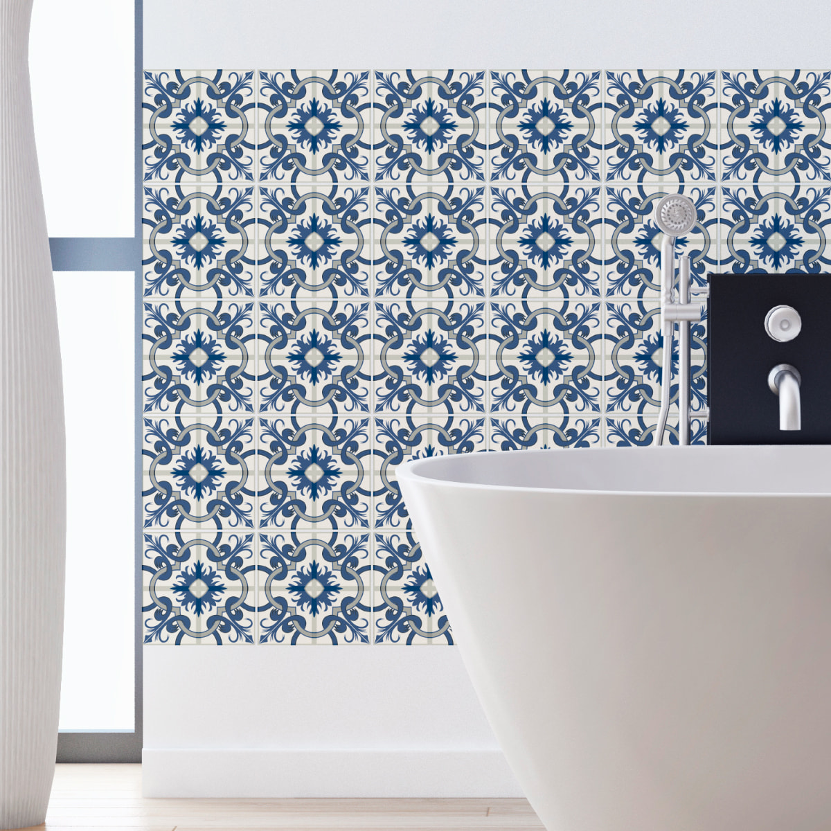 Stickers muraux - Sticker Mural Carrelage adhésif Cuisine Salle de Bain - 30 STICKERS CARREAUX DE CIMENT AZULEJOS ROSA